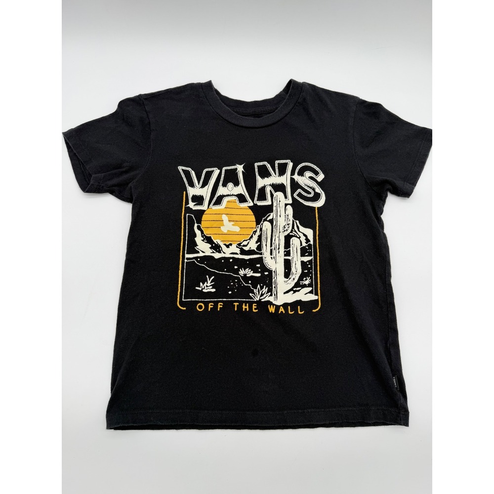 Vans Off The Wall Boys Desert Cactus Graphic T-Shirt Black XS X-Small